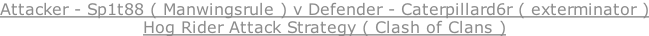 Attacker - Sp1t88 ( Manwingsrule ) v Defender - Caterpillard6r ( exterminator ) Hog Rider Attack Strategy ( Clash of Clans )